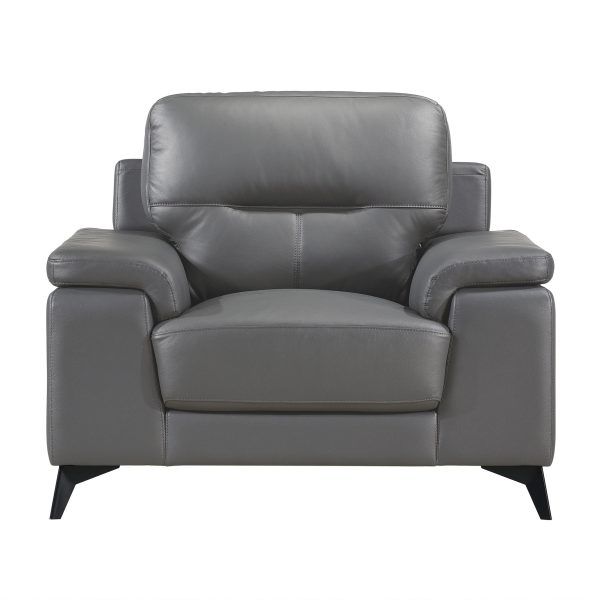 Mischa Dark Gray Top-Grain Leather Chair Sale