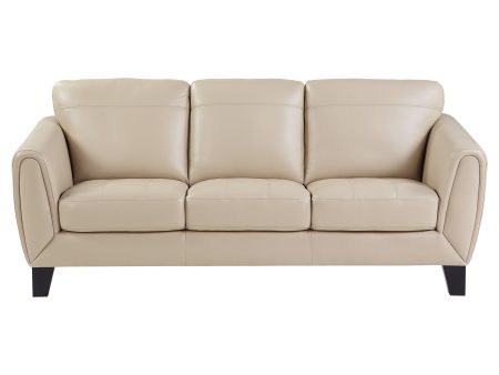 Spivey Beige Leather Sofa Discount