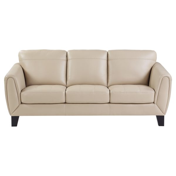 Spivey Beige Leather Sofa Discount