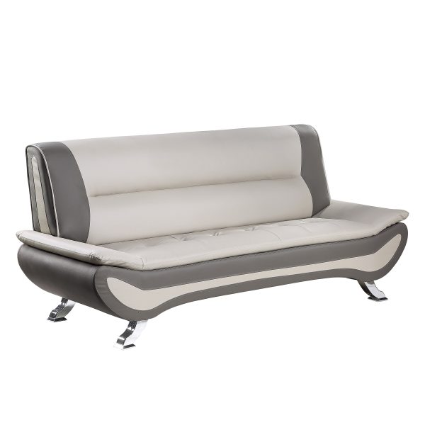 Veloce Beige Gray Faux Leather Sofa Sale