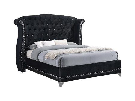 Barzini Eastern King Tufted Upholstered Bed Black Online Sale