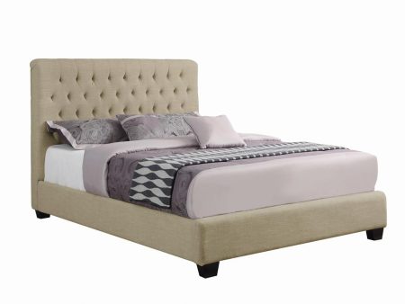 Chloe Tufted Upholstered Eastern King Bed Oatmeal Hot on Sale