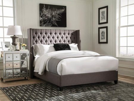 Bancroft Demi-wing Upholstered Eastern King Bed Gray Supply