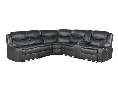 Fargo Dark Gray 3-Piece Power Reclining Sectional with Right Console Cheap