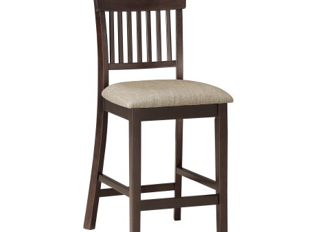 Balin Dark Brown Counter Height Chair, Slat Back, Set of 2 Online