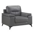 Mischa Dark Gray Top-Grain Leather Chair Sale