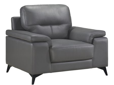 Mischa Dark Gray Top-Grain Leather Chair Sale