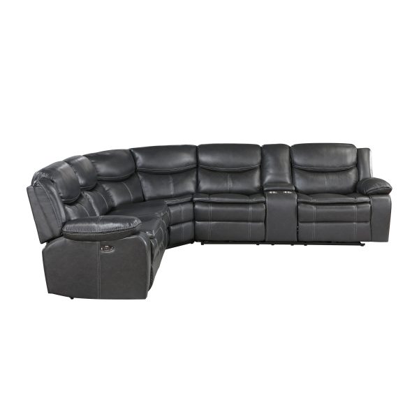 Fargo Dark Gray 3-Piece Power Reclining Sectional with Right Console Cheap