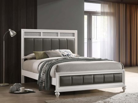 Barzini Eastern King Upholstered Panel Bed White on Sale