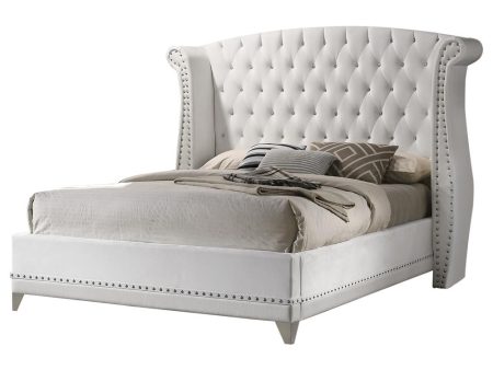 Barzini Eastern King Wingback Tufted Bed White For Cheap