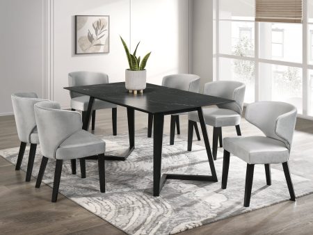 Hamilton Onxy Silver Black 7-Piece Dining Room Set For Discount