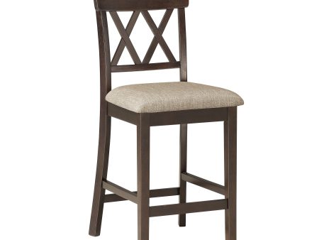 Balin Dark Brown Counter Height Chair, Double X Back, Set of 2 Online Sale